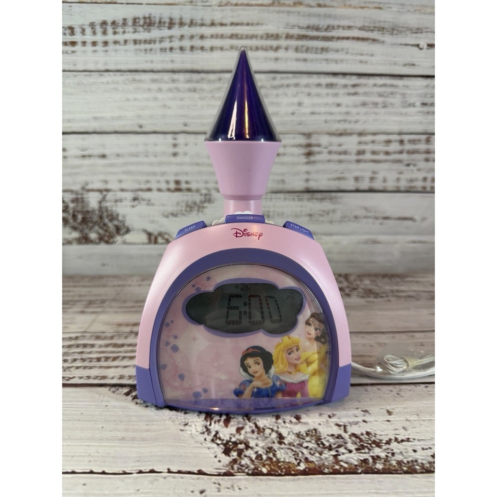 Disney Princess Alarm Clock Radio Castle AM/FM Pink Purple Star Night Light